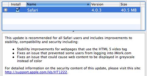 Apple công bố phiên bản nâng cấp trình duyệt Safari 4.0.3