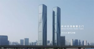 Tòa tháp đôi cao 280m có họa tiết dòng chảy ở Trung Quốc