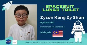Cậu bé 9 tuổi người Malaysia chiến thắng cuộc thi thiết kế toilet trên Mặt trăng của NASA