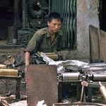Máy tráng bánh cuốn của một nông dân