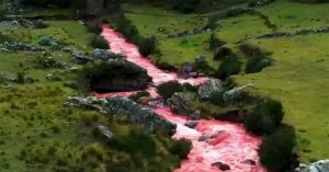 Kinh ngạc con sông có màu nước hồng rực ở Peru