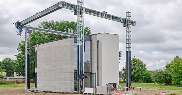 Chỉ với một lần in, máy in 3D lớn nhất Châu Âu vừa cho “ra lò” nguyên một ngôi nhà 2 tầng rộng 90m2